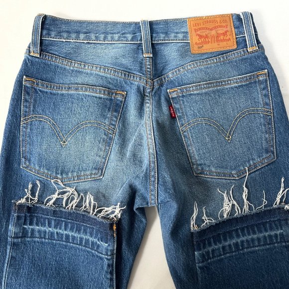 Levi's 501 Skinny Jeans Wear & Tear Wash Distressed Size 24 x 32 - Picture 15 of 15